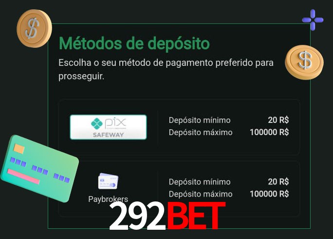 O cassino 292BET oferece uma grande variedade de métodos de pagamento